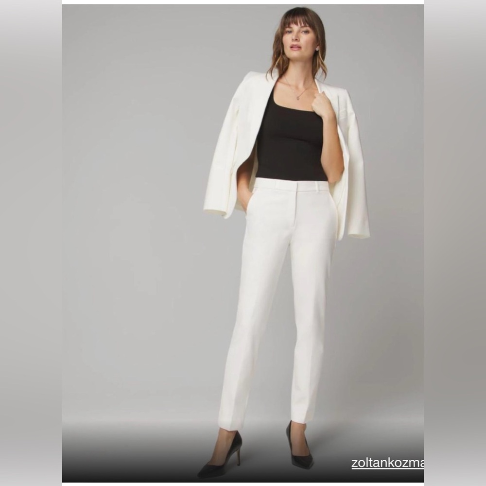 Women WHBM Elle Slim Ankle Comfort Stretch Pant Ecru size 8